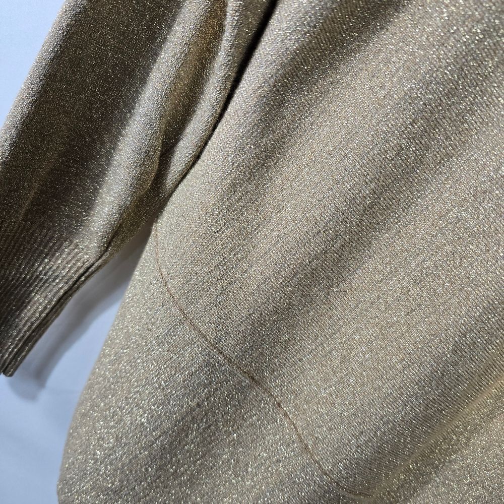 Cable & Gauge Taupe Metallic Cowl Neck Sweater Size S - Picture 9 of 11